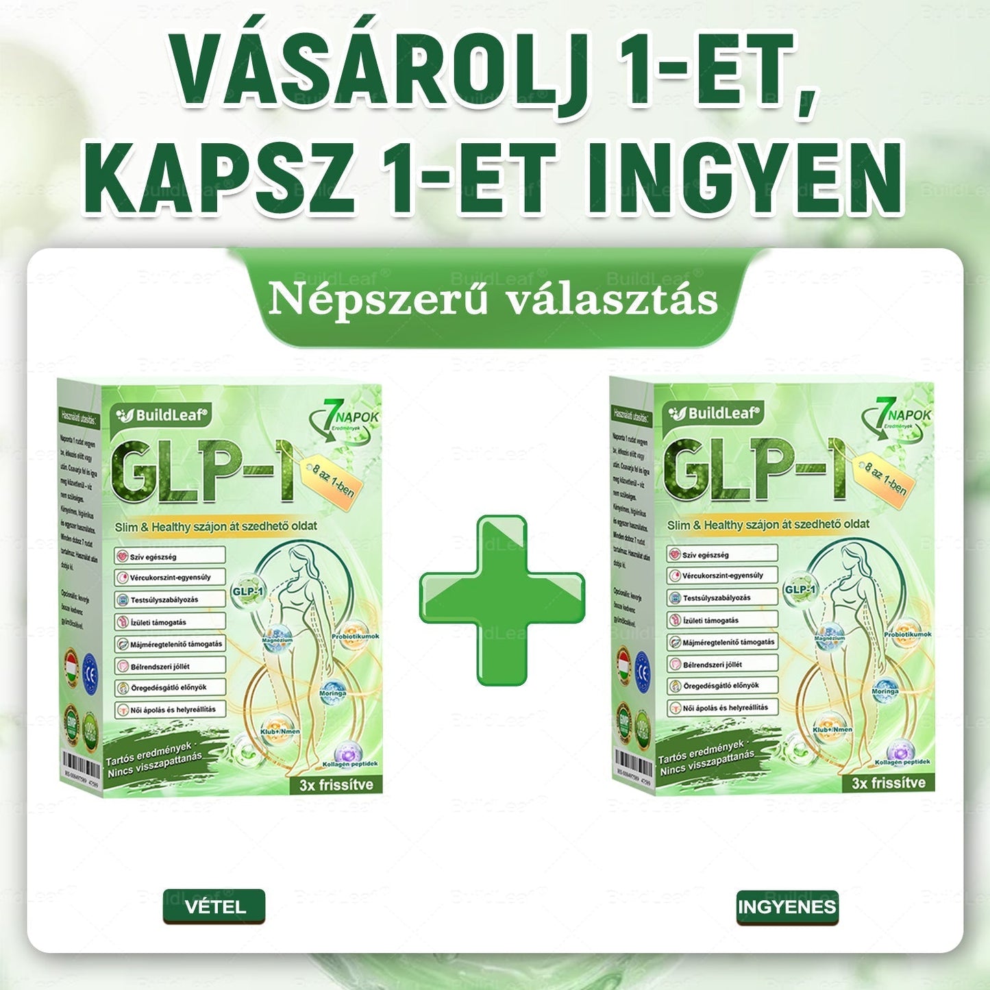 𝖡𝗎𝗂𝗅𝖽𝐿𝑒𝑎𝑓® GLP-1 8 az 1-ben Fit & Vital Szájon át szedhető oldat – Napi egyszer, 7 nap alatt látható változás / Elhízás, szív- és érrendszeri egészség, cukorbetegség, alvási apnoe, bélrendszer egészsége, ízületi problémák és még sok más esetén.