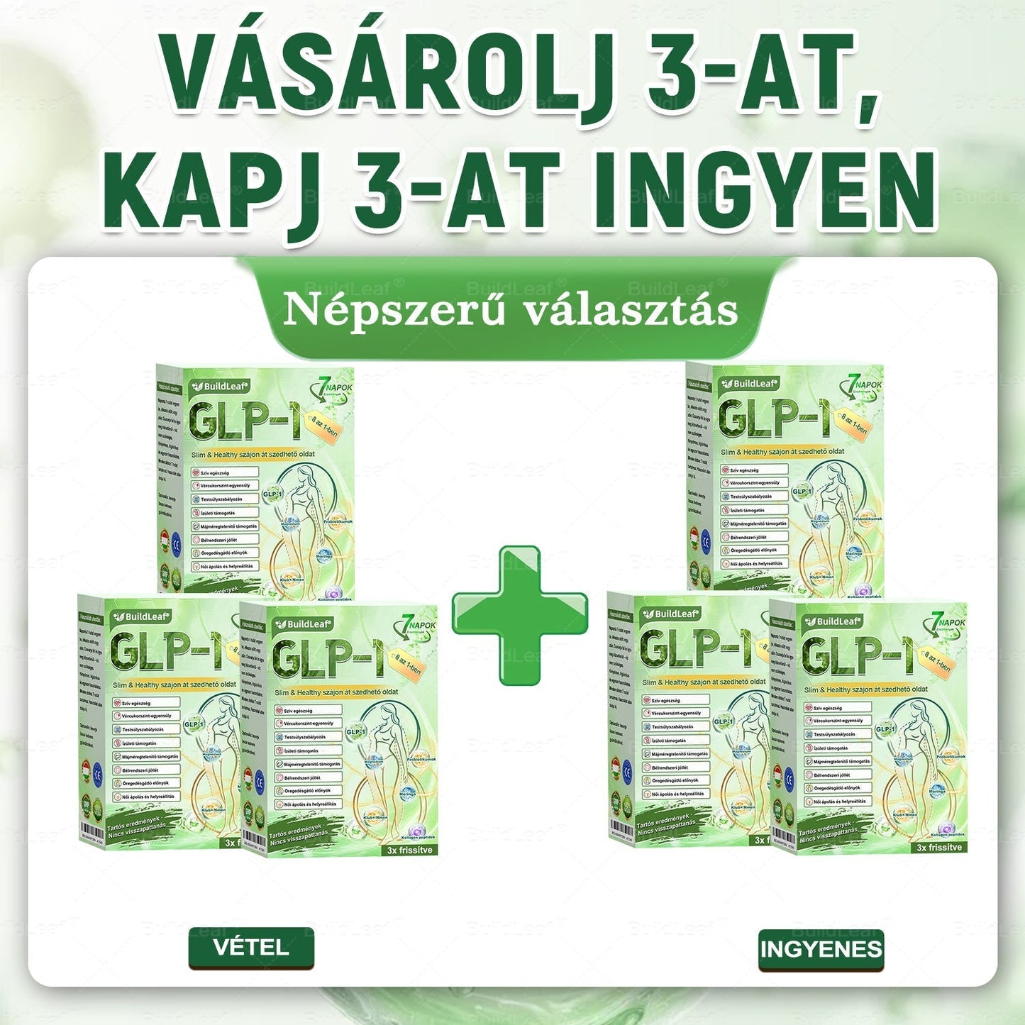 𝖡𝗎𝗂𝗅𝖽𝐿𝑒𝑎𝑓® GLP-1 8 az 1-ben Fit & Vital Szájon át szedhető oldat – Napi egyszer, 7 nap alatt látható változás / Elhízás, szív- és érrendszeri egészség, cukorbetegség, alvási apnoe, bélrendszer egészsége, ízületi problémák és még sok más esetén.